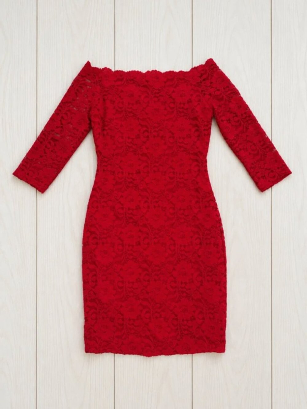 GBG Los Angeles Women’s XL Red Floral Lace Off Shoulder Sheath Dress